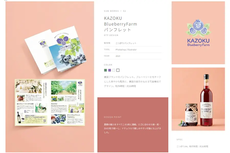 ポートフォリオサイトのデザイン例のイメージ